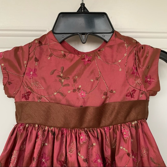 •Marmellata• Girls Iridescent Taffeta Floral Embroidered Dress - Size 24 Months - Picture 3 of 9